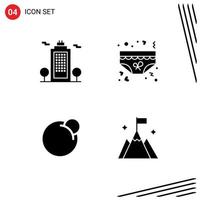 Set of 4 Commercial Solid Glyphs pack for building red coin environment underpants crypto Editable Vector Design Elements