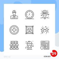 Modern Pack of 9 Icons Line Outline Symbols isolated on White Backgound for Website designing vector