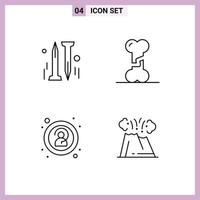 Mobile Interface Line Set of 4 Pictograms of nail unknown bone human eruption Editable Vector Design Elements