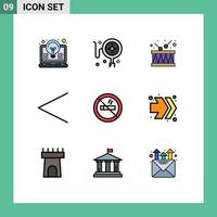 Universal Icon Symbols Group of 9 Modern Filledline Flat Colors of travel hotel drum previous arrow Editable Vector Design Elements