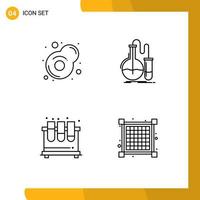 Line Pack of 4 Universal Symbols of breakfast test analysis research lab Editable Vector Design Elements