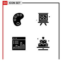 4 General Icons for website design print and mobile apps 4 Glyph Symbols Signs Isolated on White Background 4 Icon Pack vector