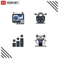 Filledline Flat Color Pack of 4 Universal Symbols of adaptive success data secure exercise Editable Vector Design Elements