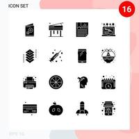 Modern Set of 16 Solid Glyphs and symbols such as design computer data login install Editable Vector Design Elements