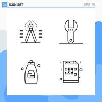 Modern 4 Line style icons Outline Symbols for general use Creative Line Icon Sign Isolated on White Background 4 Icons Pack vector