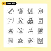 16 iconos creativos para el diseño moderno de sitios web y aplicaciones móviles receptivas 16 símbolos de contorno signos sobre fondo blanco paquete de 16 iconos vector