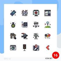 Modern Set of 16 Flat Color Filled Lines Pictograph of card finance delete bag internet Editable Creative Vector Design Elements