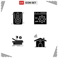 4 Icons Solid Style Grid Based Creative Glyph Symbols for Website Design Simple Solid Icon Signs Isolated on White Background 4 Icon Set vector