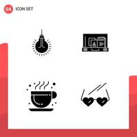 Pack of 4 Universal Glyph Icons for Print Media on White Background vector