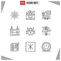 9 Icons Line Style Grid Based Creative Outline Symbols for Website Design Simple Line Icon Signs Isolated on White Background 9 Icon Set vector