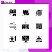 Universal Icon Symbols Group of 9 Modern Solid Glyphs of cash weather scandinavia direction chart Editable Vector Design Elements