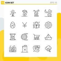 Collection of 16 Universal Line Icons Icon Set for Web and Mobile vector