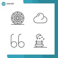 Vector Pack of 4 Outline Symbols Line Style Icon Set on White Background for Web and Mobile