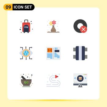 9 Thematic Vector Flat Colors and Editable Symbols of blog technology computers manager hardware Editable Vector Design Elements