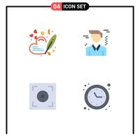 Set of 4 Modern UI Icons Symbols Signs for heart video wedding office optimization Editable Vector Design Elements