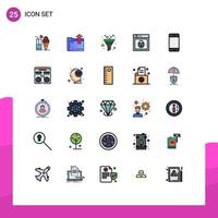 Pictogram Set of 25 Simple Filled line Flat Colors of devices web security storage shield internet Editable Vector Design Elements