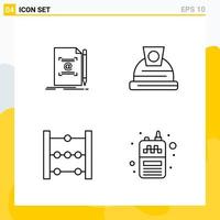 Collection of 4 Universal Line Icons Icon Set for Web and Mobile vector