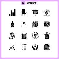 16 Icons in Solid Style Glyph Symbols on White Background Creative Vector Signs for Web mobile and Print