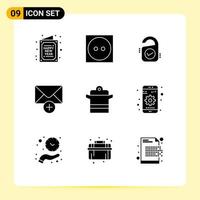 Universal Icon Symbols Group of 9 Modern Solid Glyphs of cooking new tumble dry message sign Editable Vector Design Elements