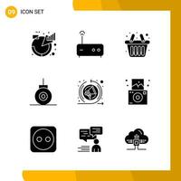 9 Icon Set Solid Style Icon Pack Glyph Symbols isolated on White Backgound for Responsive Website Designing vector