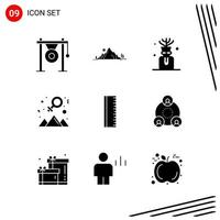 Collection of 9 Vector Icons in solid style Pixle Perfect Glyph Symbols for Web and Mobile Solid Icon Signs on White Background 9 Icons