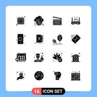 16 Thematic Vector Solid Glyphs and Editable Symbols of mobile router private electronic usa Editable Vector Design Elements