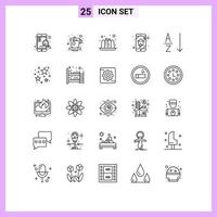 Universal Icon Symbols Group of 25 Modern Lines of sort alphabetical food smart house home networking Editable Vector Design Elements