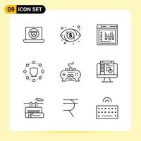 9 Creative Icons for Modern website design and responsive mobile apps 9 Outline Symbols Signs on White Background 9 Icon Pack vector