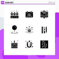 Pictogram Set of 9 Simple Solid Glyphs of pen championship olympic champion pointer Editable Vector Design Elements