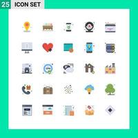 Set of 25 Modern UI Icons Symbols Signs for time calendar green stars rating Editable Vector Design Elements