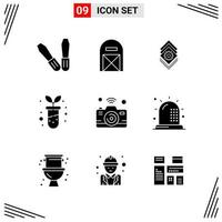 9 Icons Solid Style Grid Based Creative Glyph Symbols for Website Design Simple Solid Icon Signs Isolated on White Background 9 Icon Set vector