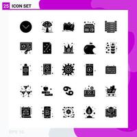 Solid Icon set Pack of 25 Glyph Icons isolated on White Background for Web Print and Mobile vector