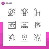 Outline Icon set Pack of 9 Line Icons isolated on White Background for responsive Website Design Print and Mobile Applications vector