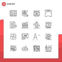 Outline Pack of 16 Universal Symbols of file delete case data memory Editable Vector Design Elements