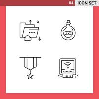 Line Pack of 4 Universal Symbols of cloud badge multimedia bottle insignia Editable Vector Design Elements