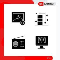 Creative Set of 4 Universal Glyph Icons isolated on White Background vector