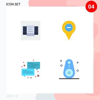 conjunto de 4 iconos planos vectoriales en la cuadrícula para el diseño de la conversación ubicación pin mensaje elementos de diseño vectorial editables vector