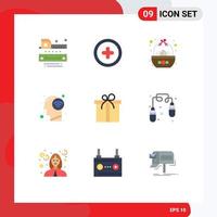 Modern Set of 9 Flat Colors Pictograph of box wifi signal bowl mind connect Editable Vector Design Elements