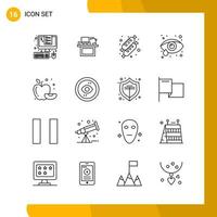 16 conjunto de iconos estilo de línea paquete de iconos símbolos de esquema aislados en fondo blanco para el diseño de sitios web receptivos vector