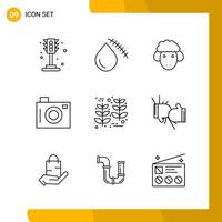 9 Icon Set Line Style Icon Pack Outline Symbols isolated on White Backgound for Responsive Website Designing vector