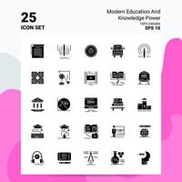 25 educación moderna y conjunto de iconos de poder de conocimiento 100 archivos editables eps 10 ideas de concepto de logotipo de empresa diseño de icono de glifo sólido vector