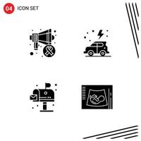 Group of 4 Solid Glyphs Signs and Symbols for speaker environment world green mailbox Editable Vector Design Elements
