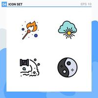 Pictogram Set of 4 Simple Filledline Flat Colors of fire industry stick spring waste Editable Vector Design Elements