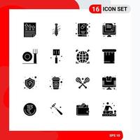 Universal Icon Symbols Group of 16 Modern Solid Glyphs of paper online fashion exam health book Editable Vector Design Elements