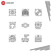 Universal Icon Symbols Group of 9 Modern Outlines of sticker label art direction arrows Editable Vector Design Elements