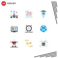 Modern Set of 9 Flat Colors Pictograph of ai ps data hex funnel Editable Vector Design Elements