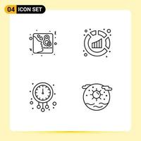 Stock Vector Icon Pack of 4 Line Signs and Symbols for card midnight invite sales time Editable Vector Design Elements