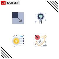 4 Universal Flat Icons Set for Web and Mobile Applications expand currency coding programming graph Editable Vector Design Elements