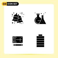 4 Creative Icons for Modern website design and responsive mobile apps 4 Glyph Symbols Signs on White Background 4 Icon Pack vector