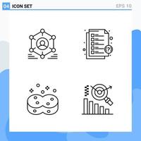 Modern 4 Line style icons Outline Symbols for general use Creative Line Icon Sign Isolated on White Background 4 Icons Pack vector